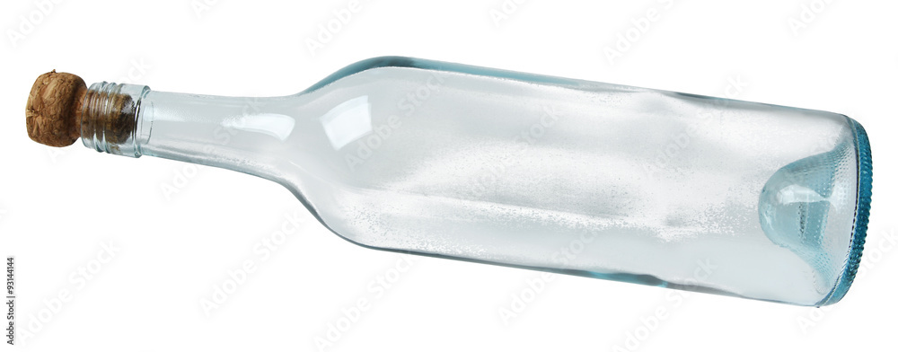 Empty glass bottle on white Empty glass bottle on white