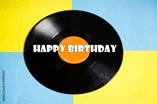 Happy Birthday vinyl and colored background