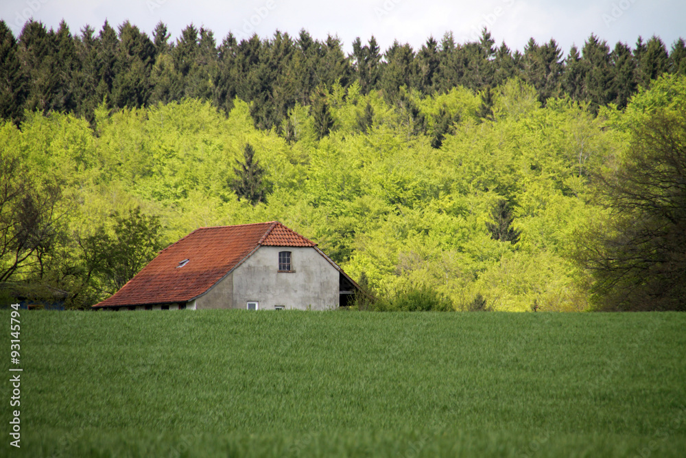 Fototapeta premium Landschaft mit Bauernhaus
