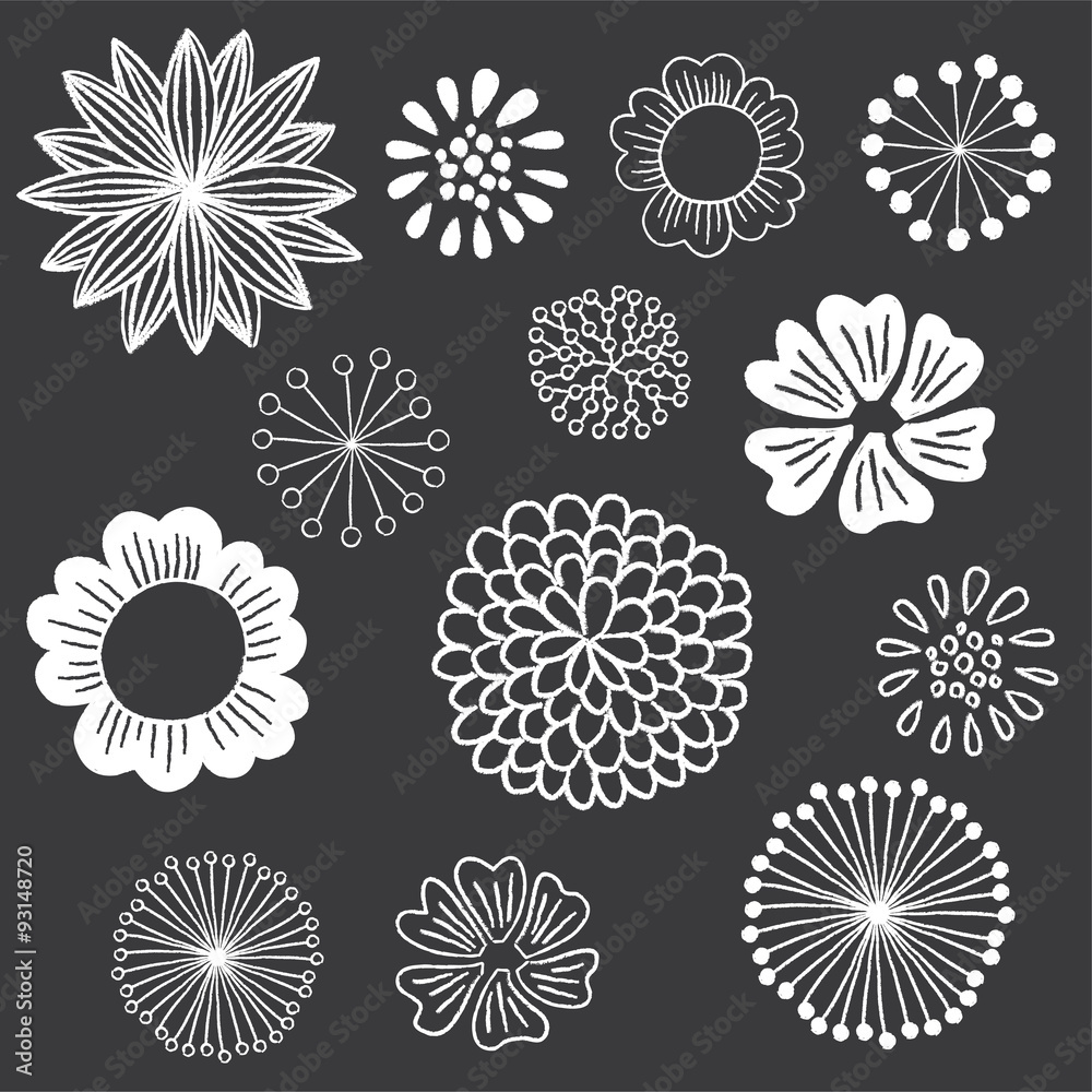 Chalkboard Floral Elements Set Chalkboard Floral Elements Set
