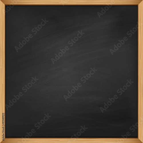 Empty square blackboard with wooden frame. Template