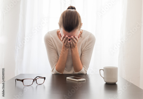 Canvas Print Sad and depressed woman.
