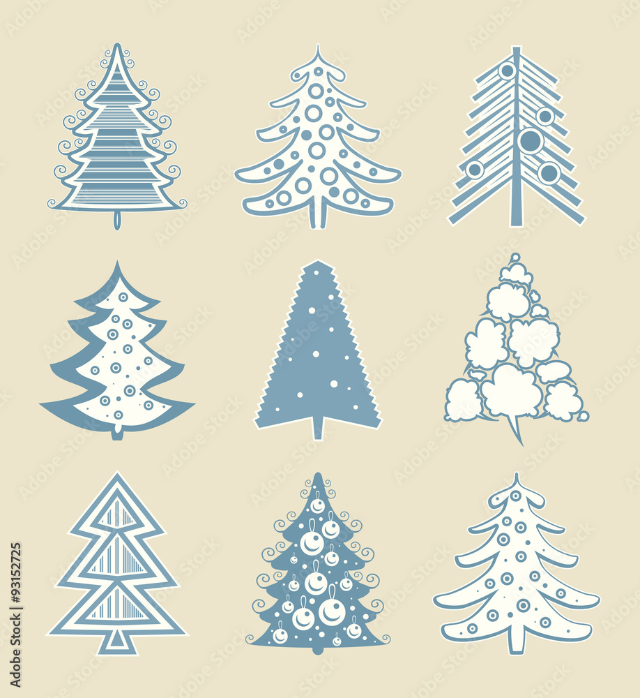 Christmas tree vector set.
Christmas tree vector set.