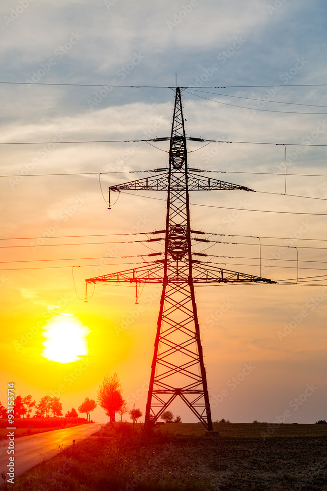 Sunset over the powerlines