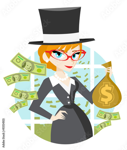 mujer millonaria con su dinero photo