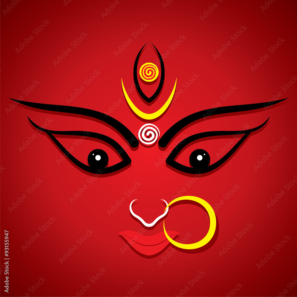 durga shakti, the goddess of power, is depicted in red on a white  background 30767505 Vector Art at Vecteezy