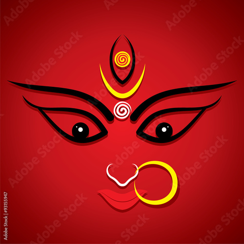 Tableau sur toile navratri festival celebrate , maa durga face design vector