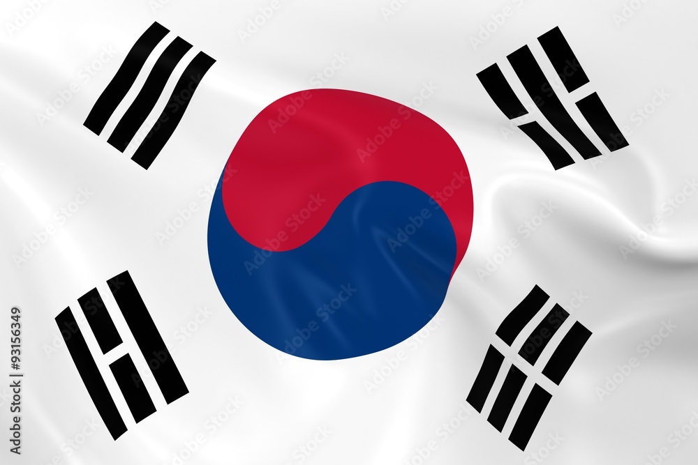 Waving Flag of South Korea - 3D Render of the South Korean Flag with Silky Texture