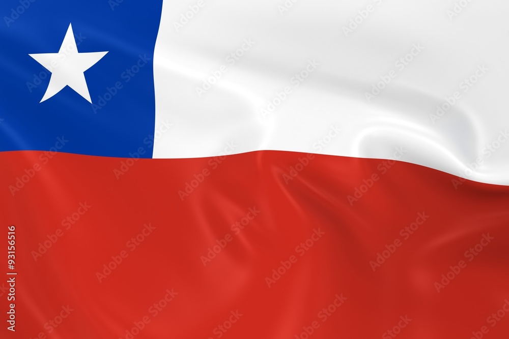 Fototapeta premium Waving Flag of Chile - 3D Render of the Chilean Flag with Silky Texture