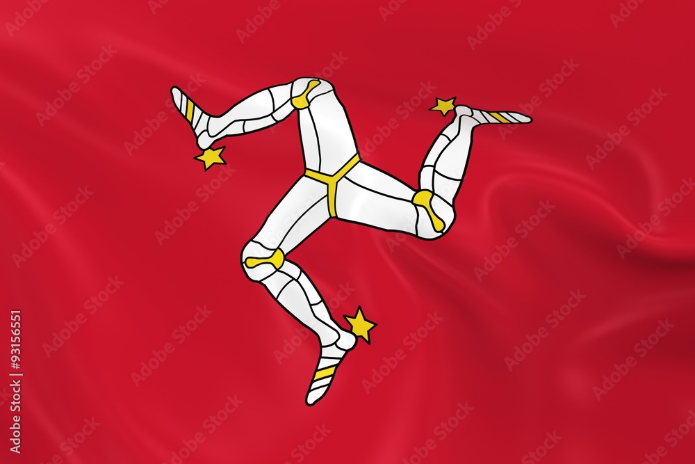 Waving Flag of the Isle of Man - 3D Render of the Manx Flag with Silky Texture Waving Flag of the Isle of Man - 3D Render of the Manx Flag with Silky Texture