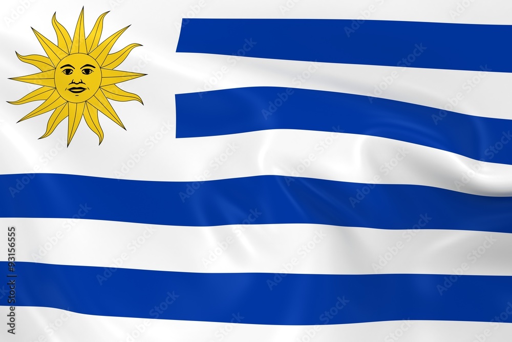 Fototapeta premium Waving Flag of Uruguay - 3D Render of the Uruguayan Flag with Silky Texture