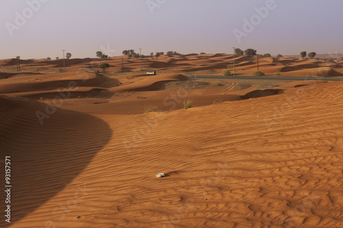 Car in the middle of the Rub Al Khali Desert 