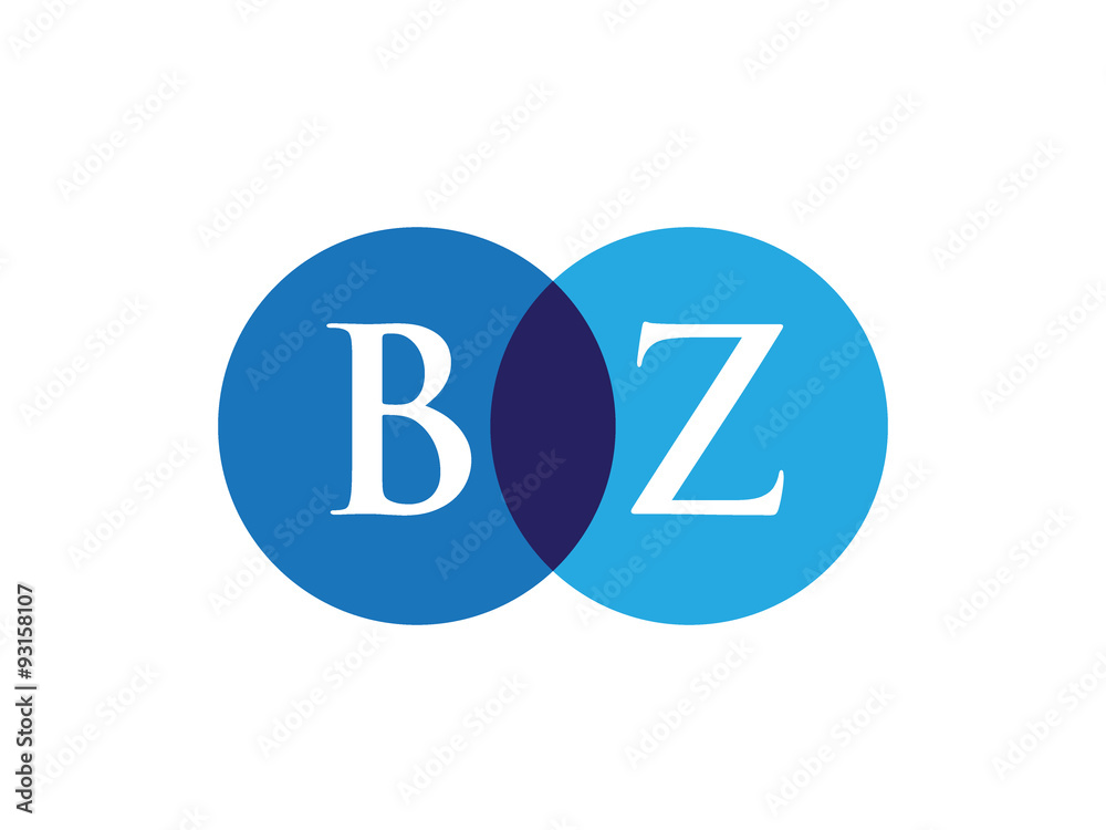 BZ Letter Initial Double Circle Logo BZ Letter Initial Double Circle Logo