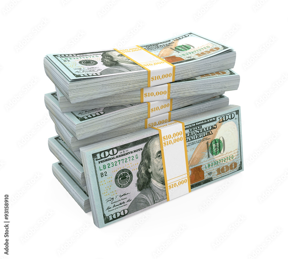 Stacks of New 100 US Dollar Banknotes Stacks of New 100 US Dollar Banknotes