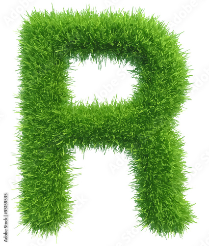 Vector capital letter R from grass on white background