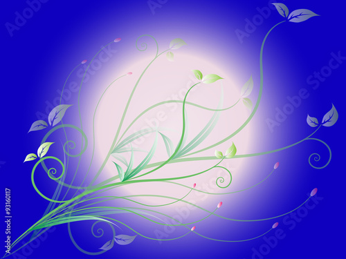 Valentine floral border on blue background