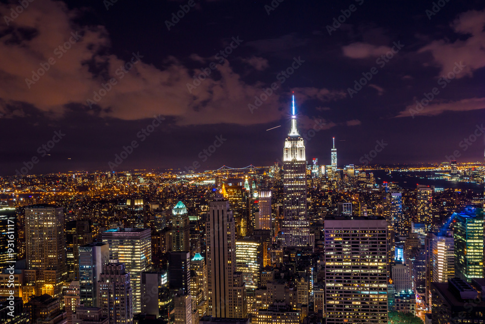 New York von oben bei Nacht