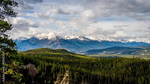 Athabasca River Valley in Jasper National Park with the Whistlers and Pyramid Mountains in the background
