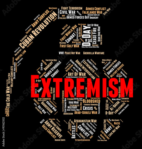 Extremism Word Represents Fundamentalism Wordclouds And Text photo