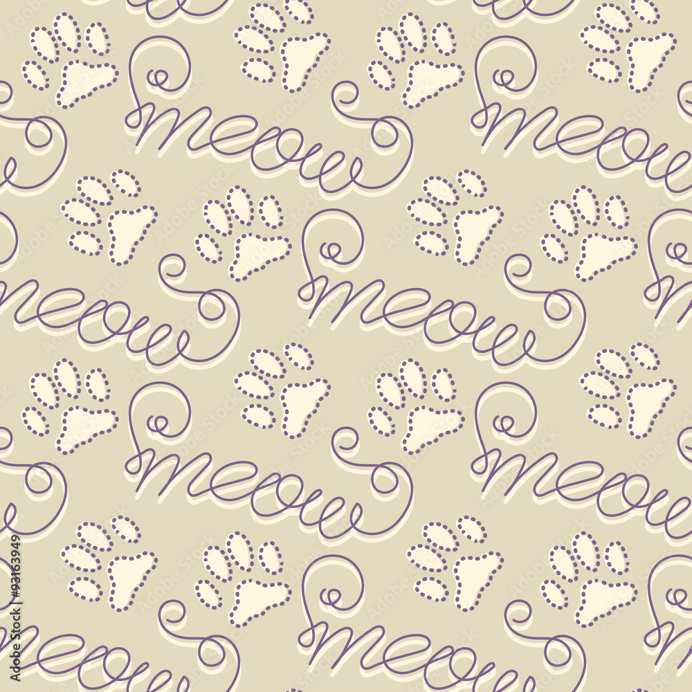Seamless pattern with cat footprints Seamless pattern with cat footprints