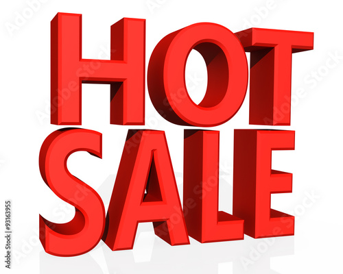 3d render red text "SALE" on white background