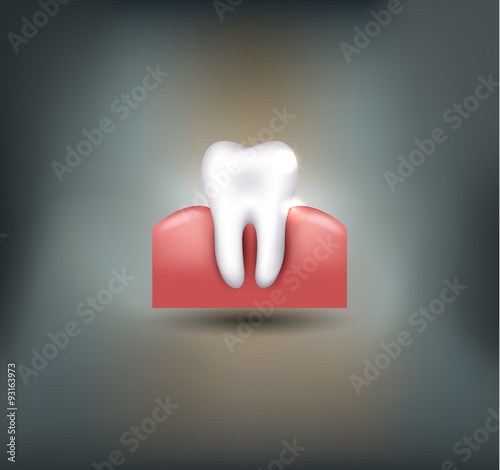 Healthy tooth on a beautiful grey mesh background