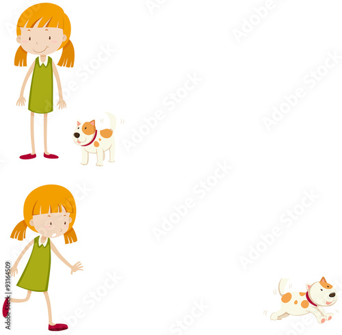 Little girl with her pet dog