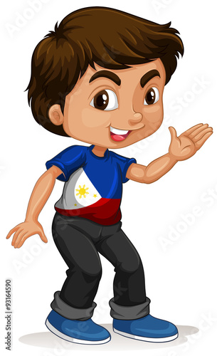 Little boy waving hand