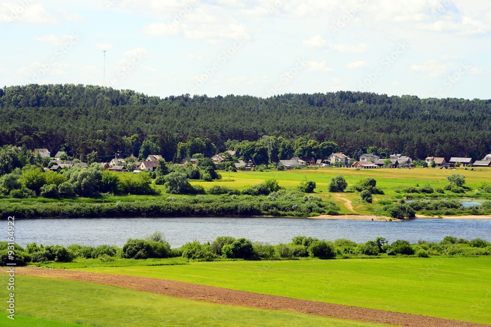 Nemunas river view from Mound in Seredzius town