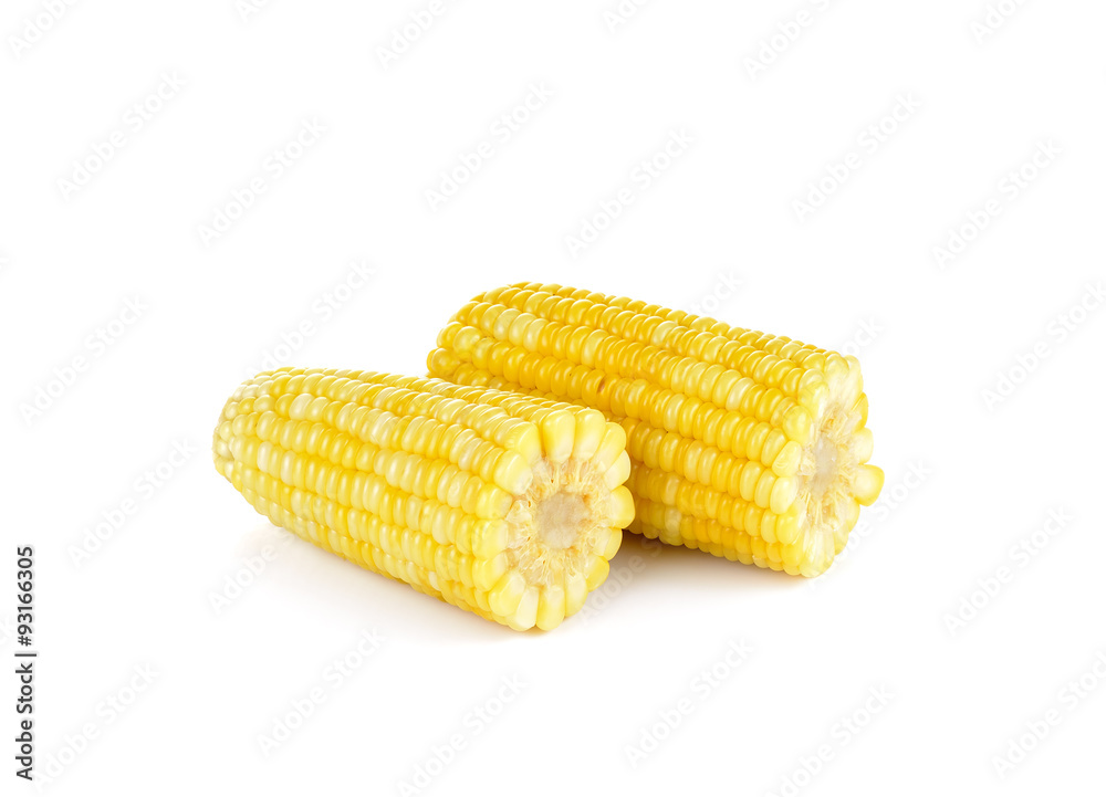 Boiled corn on white background Boiled corn on white background