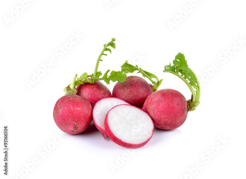 Fresh red radish  on white background