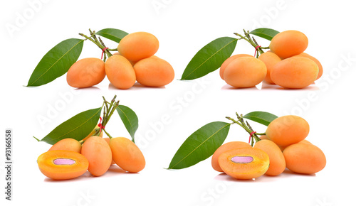 plum marian fruit,mayongchid on white background