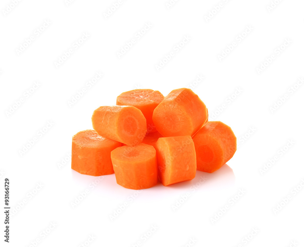 Fresh carrot slice on a white background Fresh carrot slice on a white background