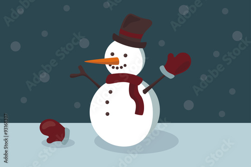 Schneemann mit rotem Handschuh