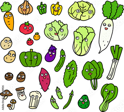 野菜のキャラクター（線画）