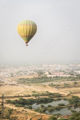 flying balloon over land