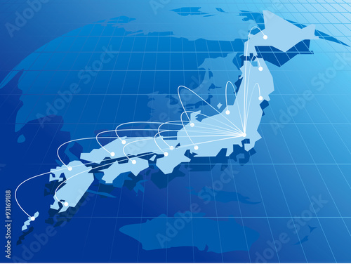 japan Map Network Vector