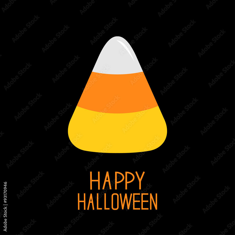 Candy corn. Happy Halloween card. Flat design. Stock Vector | Adobe Stock