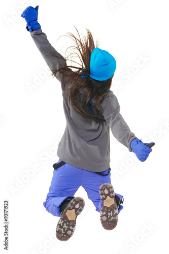 Winter woman jumping