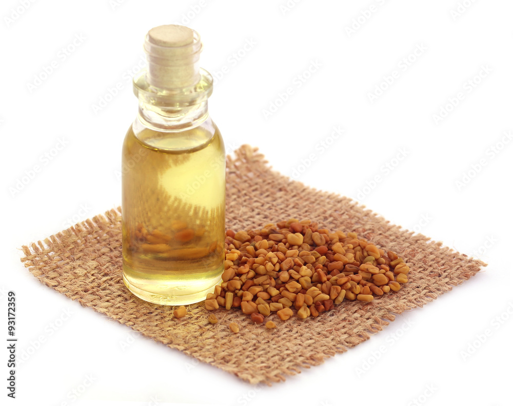 Fenugreek with oil in bottle Fenugreek with oil in bottle
