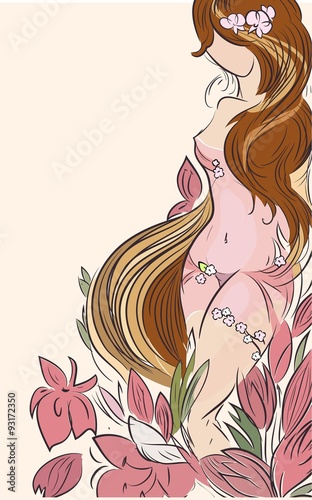 Beatiful young girl in lingerie with flowers