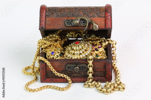 Treasure chest on a white background.