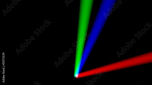 Blue and Green Laser Light Beams in Red Light
