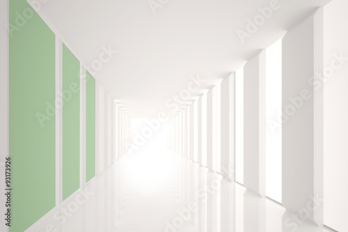 Modern white and green room with window