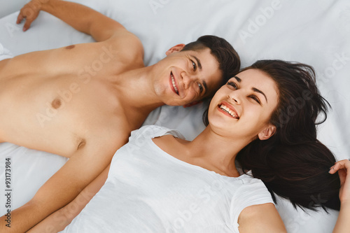 Lovely couple on bed
