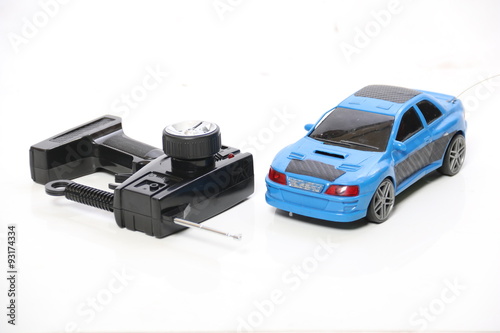 Toy car remote control isolated on white