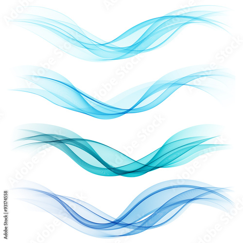 Canvas Print Set of abstract blue waves. Vector illustration