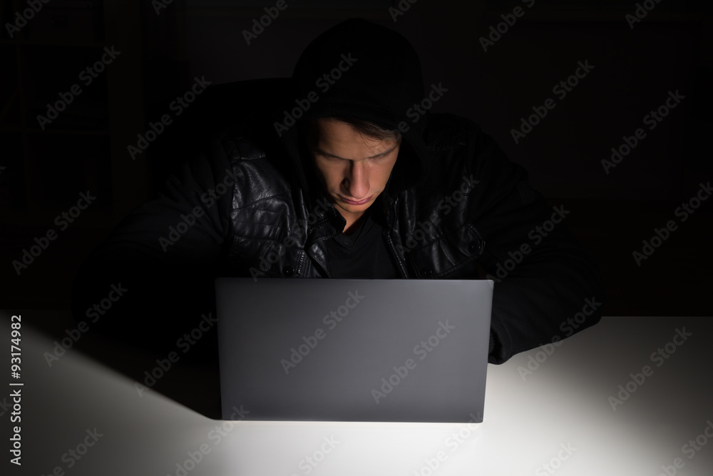 Hacker Stealing Data From Laptop Hacker Stealing Data From Laptop