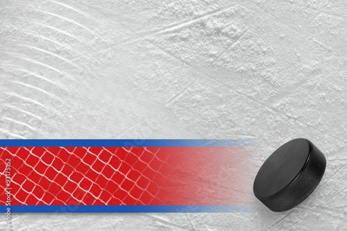 Hockey Puck, a red line and a fragment of the grid