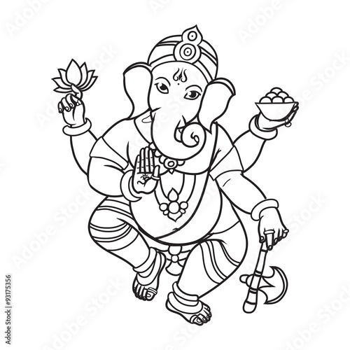 Cartoon vector elephant head God Ganesha. Invitation cards Dawali Holiday or Ganesh Chaturthi.